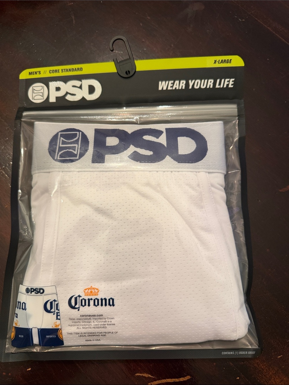 PSD White Boxer Briefs with Navy Logo - Men’s